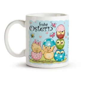 Кружка пасхальная - Frohe Ostern, цыплята, керамика, 330 мл